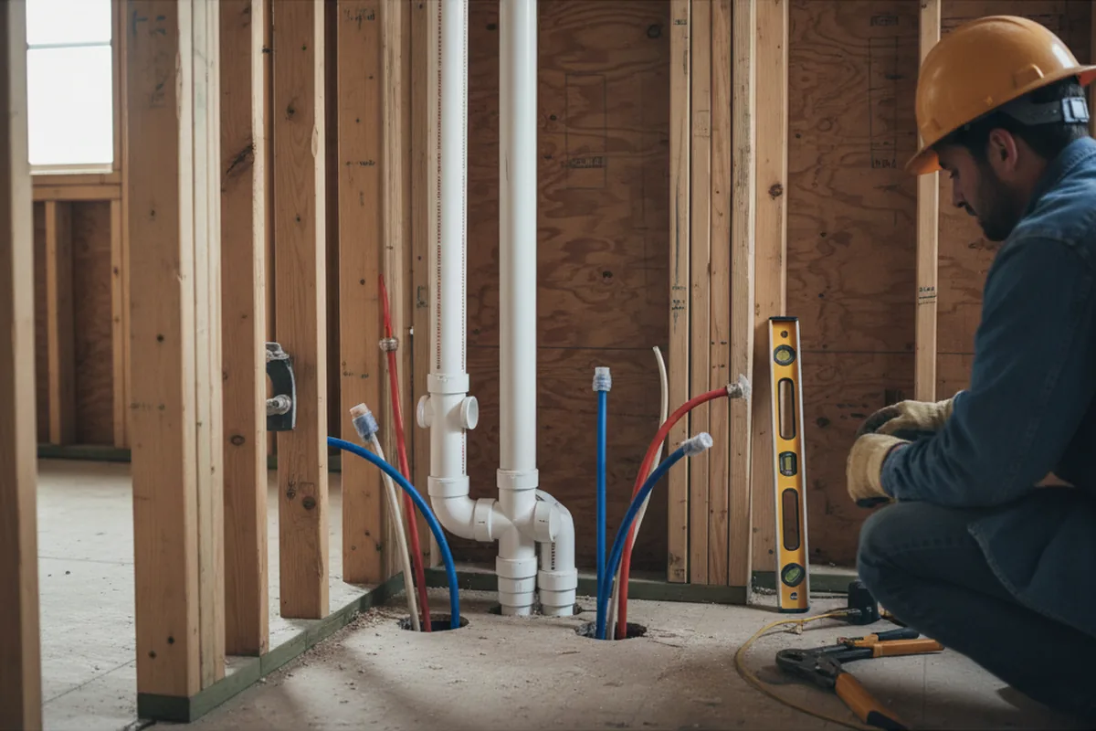 Drain and supply rough-in during Drain Cleaning in Delray Beach