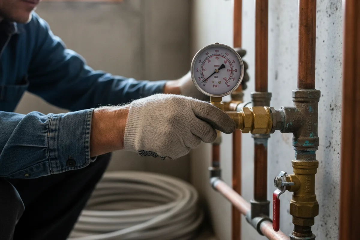 Pressure testing a repaired line during Water Line Repair in Delray Beach